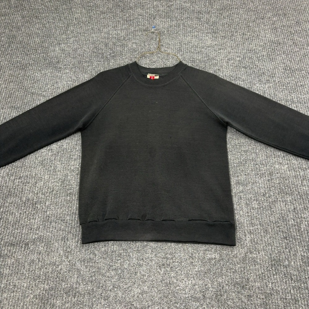 Vintage Russell Athletic Sweatshirt Womens S Black Cotton Blend Raglan Sporty